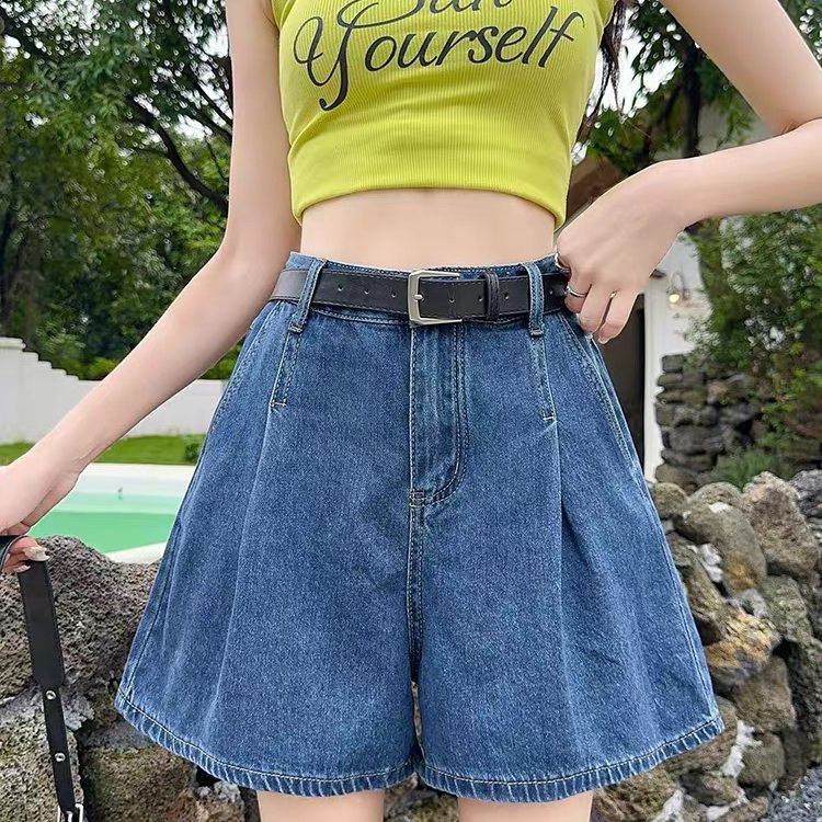 阔腿牛仔短裤女款夏薄款爆款大粗腿裤子高腰a字半身五分裤百搭潮