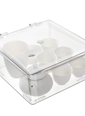 茶具防纳盒带盖茶尘透p明存放盒家用客厅茶几茶叶功夫收杯子置物