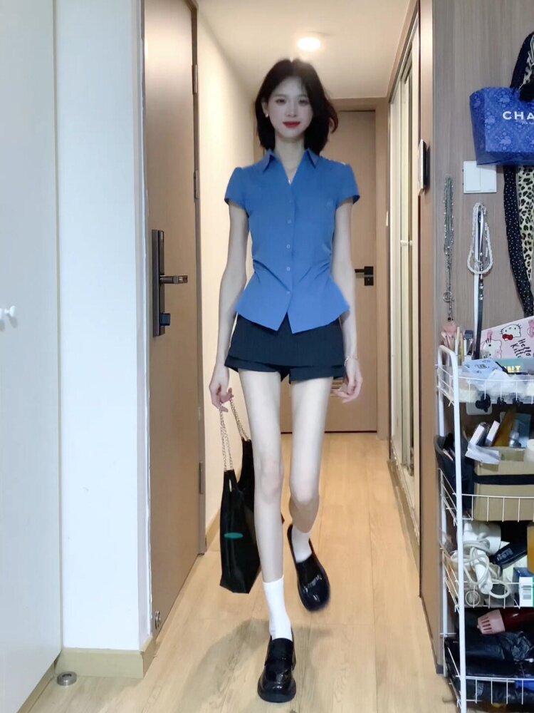 Slim-Fit Short-Sleeved Shirt: College Style Cotton Top - Buy from Taobao, China | Shopme Agent