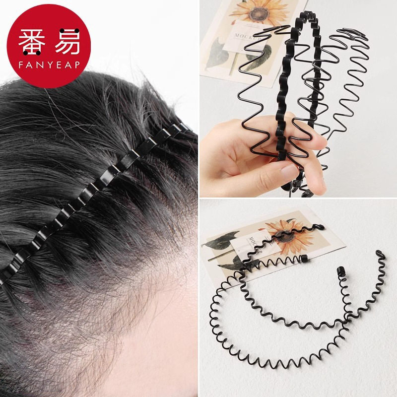 发箍/男A1p501-短发洗脸碎发背头头饰发卡不勒头男士黑色波浪捆_虎窝淘