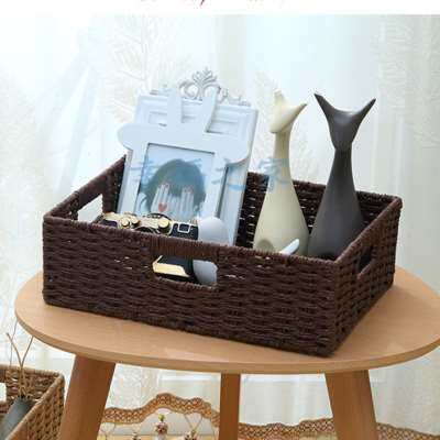 定制草编收纳筐家用衣橱整理盒编织框储物箱桌面抽屉式收纳盒防霉