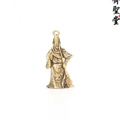 黄铜武财神迷你关公摆件 关圣帝君关羽小铜像 武圣关云长伽蓝菩萨