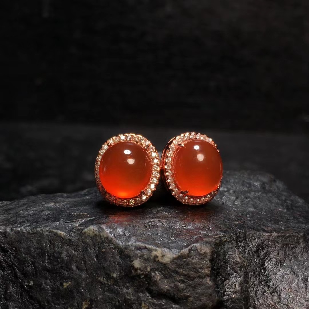 原矿天然保山南红玛瑙冰红耳钉s925银镶嵌时尚气质百搭高端耳饰潮,饰品/流行首饰/时尚饰品新,耳饰,淘宝优惠券,粉丝福利购,淘宝优惠卷