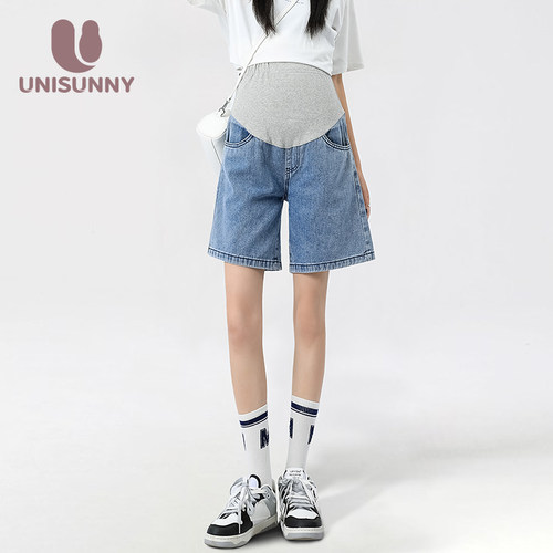 unisunny孕妇牛仔短裤