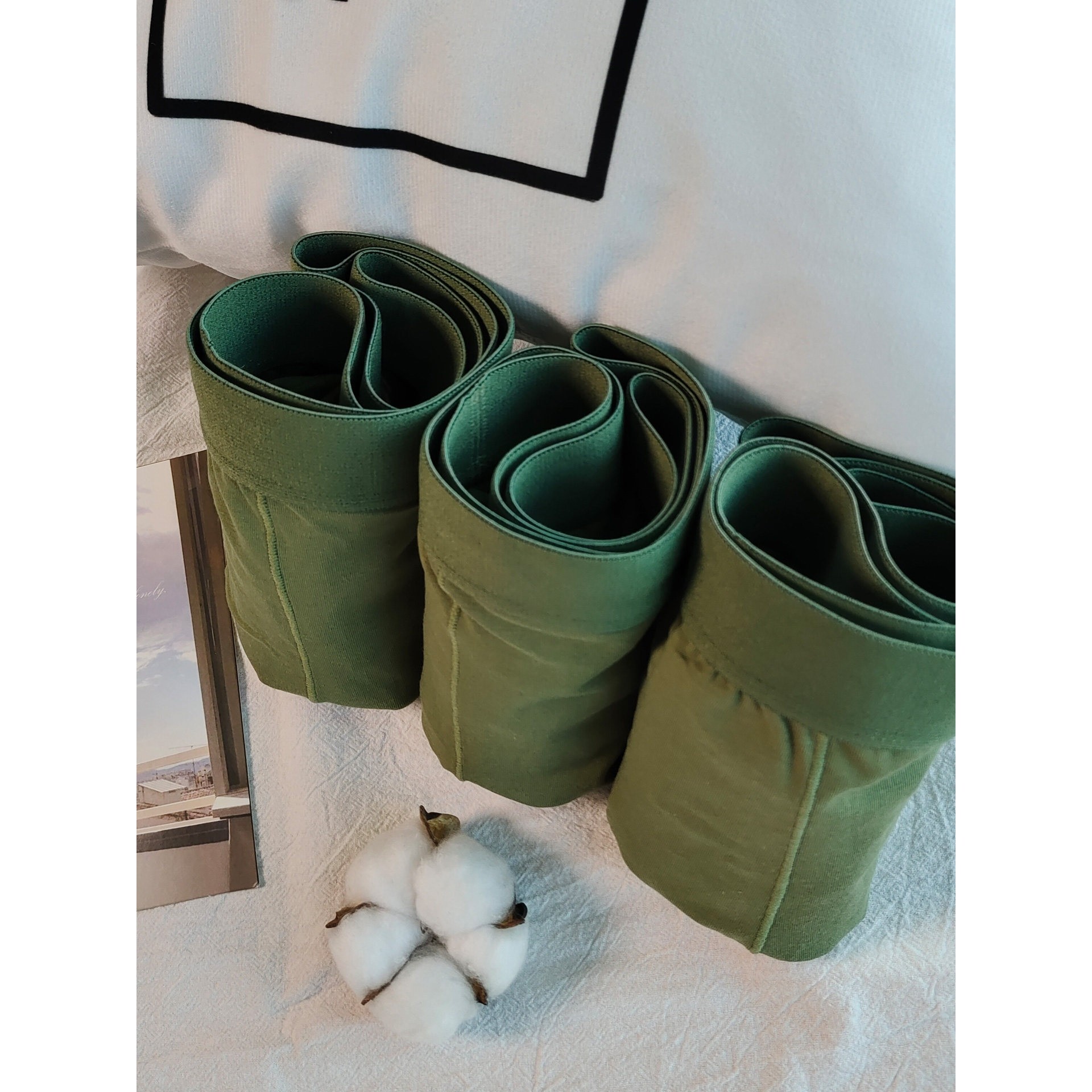 日本MUJU良品男士内裤大码纯棉加肥加大透气男款军旅风军绿色全棉