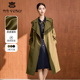 马天奴女装 外套百搭 风衣系带高级气质时尚 春秋新款 军绿色翻领长款