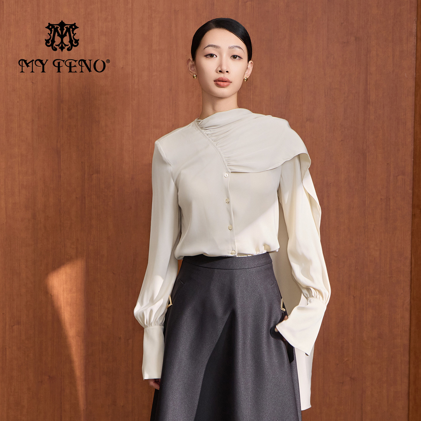 马天奴秋冬女法式长袖上衣喇叭袖披肩领衬衫衬衣时尚通勤职场气质,女装/女士精品,衬衫,淘宝优惠券,粉丝福利购,淘宝优惠卷