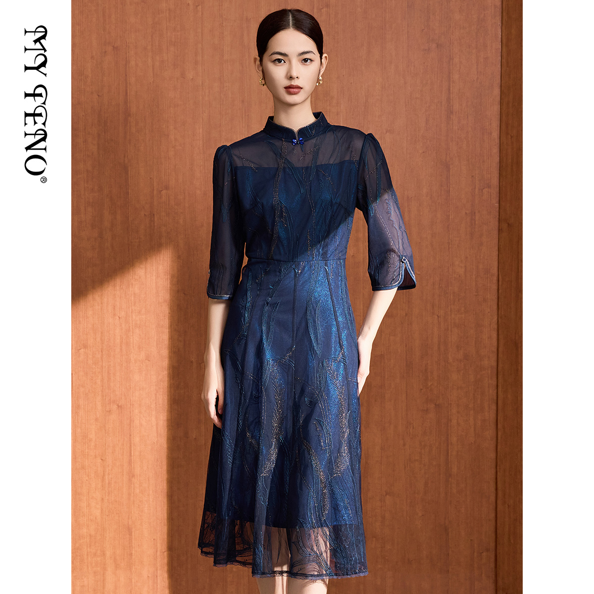 马天奴女装春秋新款蓝色立