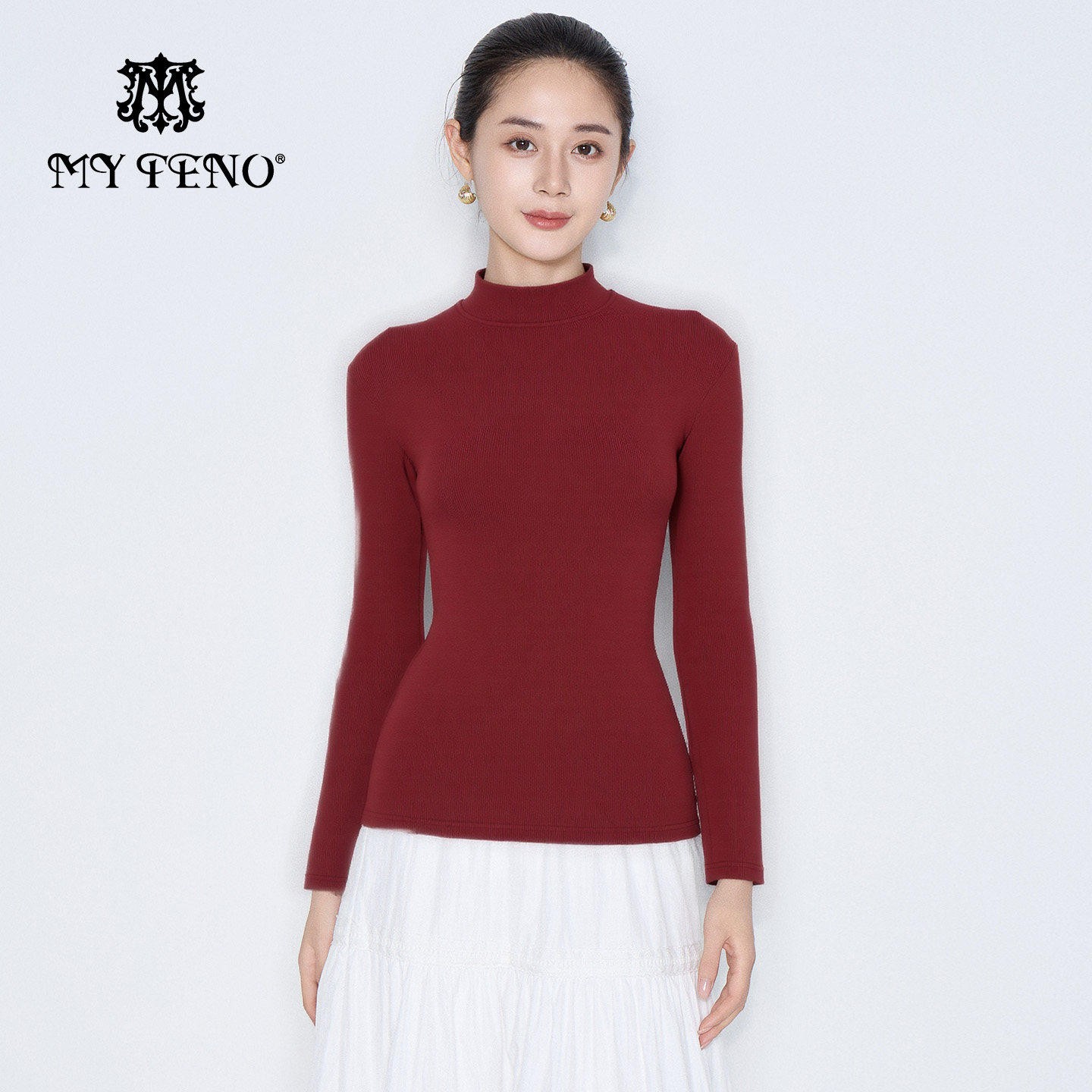 马天奴2025秋冬新款纯色半高领修身长袖打底衫弹力上衣时尚百搭女,女装/女士精品,毛针织衫,淘宝优惠券,粉丝福利购,淘宝优惠卷