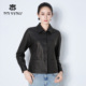 马天奴2025秋冬新款 黑色翻领单排扣绵羊皮衣外套夹克时尚 潮酷流行