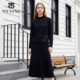 连衣裙子两件套装 马天奴2026春夏新款 黑色高领钉珠针织马甲长袖 女