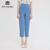 裤 通勤西裤 时尚 九分裤 马天奴夏季 蓝色修身 直筒裤 气质女装 子
