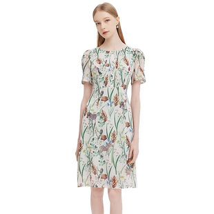 专柜正品马天奴女夏季新款印花雪纺连衣裙子气质时尚MRS634DRX0