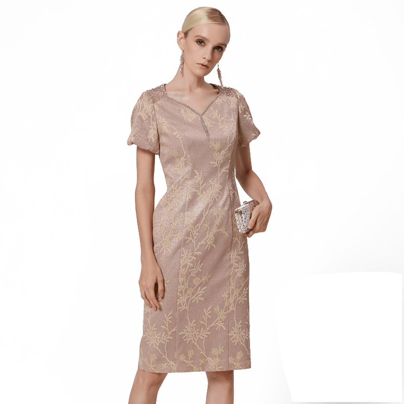 马天奴闪葱提花钉珠连衣裙