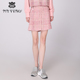 马天奴春秋新款 粉色格纹半身裙小香风A字裙淑女半裙子时尚 气质