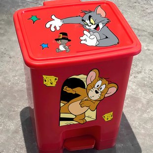 猫和老鼠垃圾桶玻璃贴纸可爱卡通装饰厨房客厅垃圾桶改造美化贴画