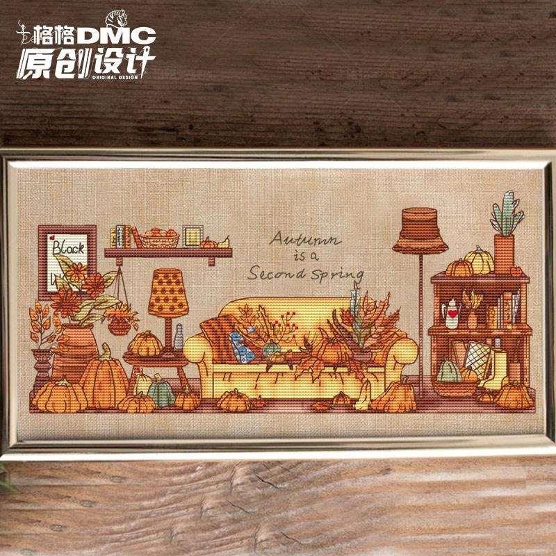 十格格十字绣法国dmc绣线套件2023新款 11月原创设计 橘色的秋天3