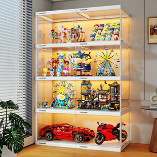 手办展示柜模型车适用乐高收纳盒积木家用高达亚透明克力陈列架子
