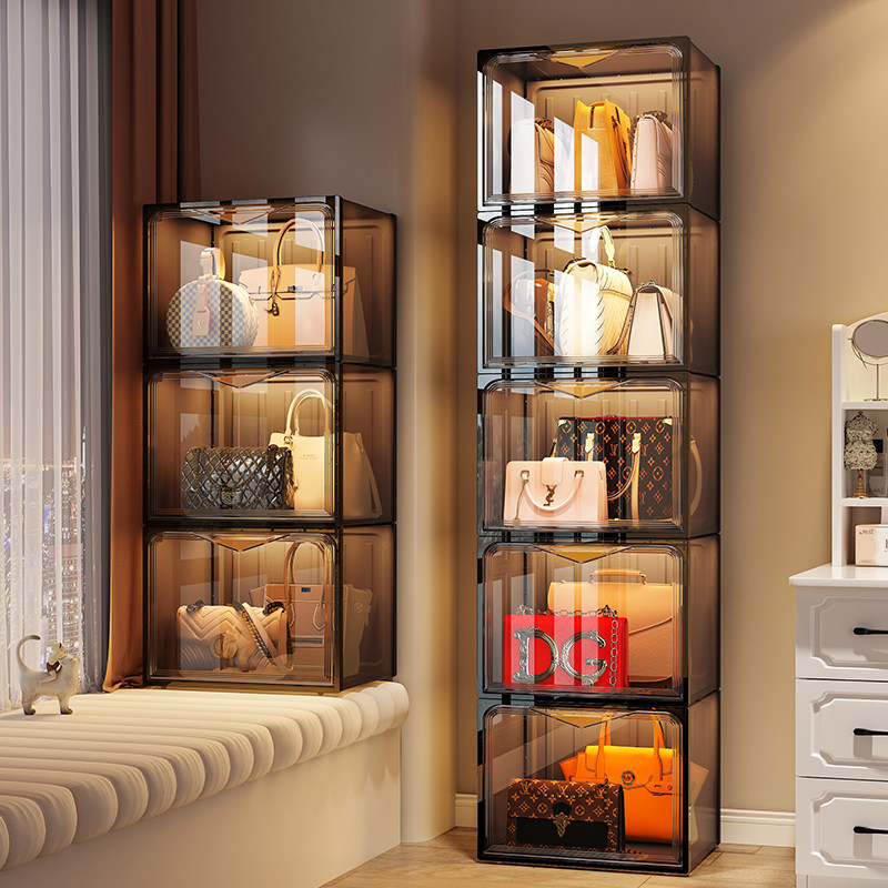 包包收纳神器存放展示柜置物架包架家用防尘盒放大皮包柜落地架子