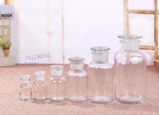 试玻剂瓶瓶璃粉药药水化验e3Urir室透明广口杯宽口玻瓶空瓶子取样