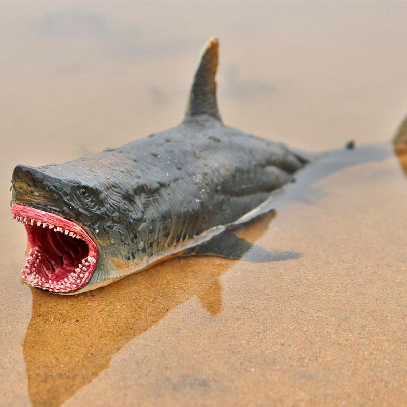 大号巨齿鲨玩具型史前巨口鲨胶模锯齿海洋真Oenux动物仿鲨鱼塑橡
