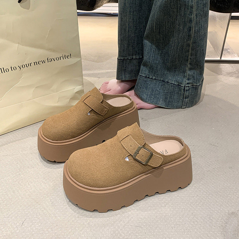 增高厚底包头半拖鞋女外穿2026年新款春季小个子一脚蹬勃肯穆勒鞋