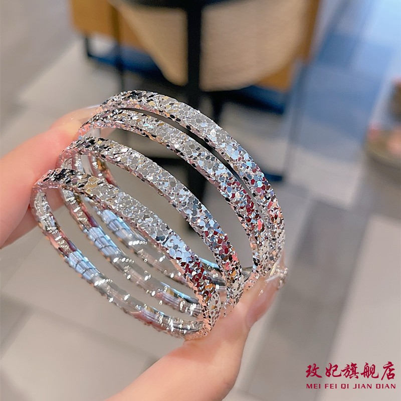 玫妃正生碎冰冰实心闭口纯银手镯足银9999时尚轻奢送女友闺蜜礼物