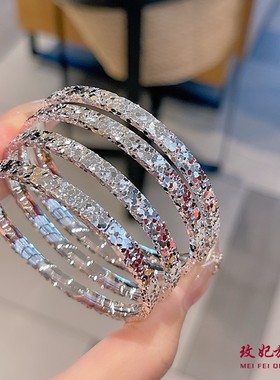 碎冰冰纯银手镯女小众简约百搭