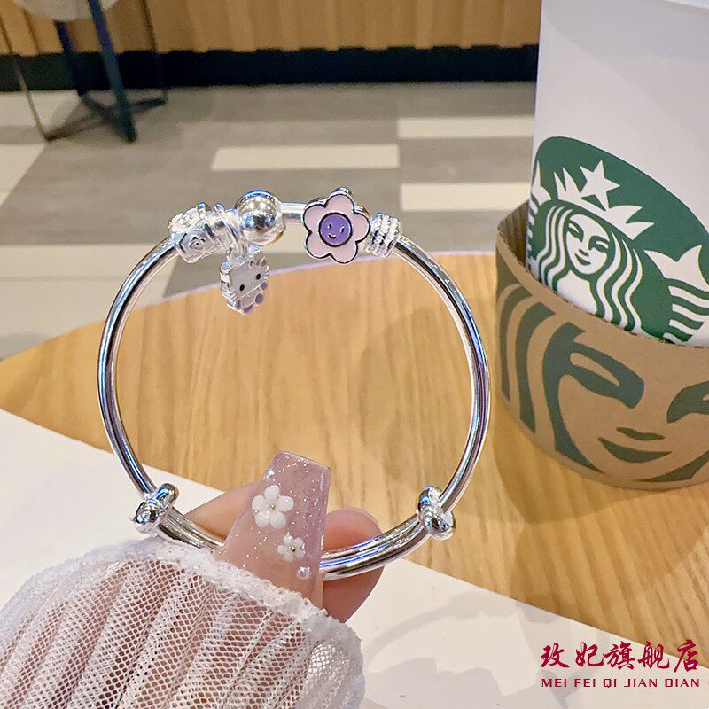 kt猫星星纯银手镯女卡通可爱时尚