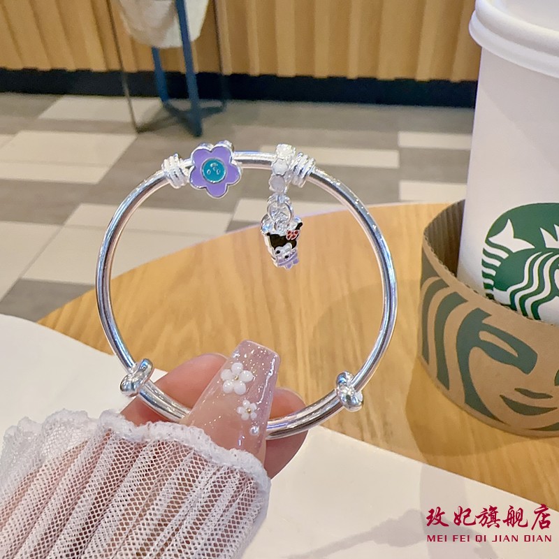 库洛米中童银手镯女甜美可爱时尚
