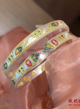 蝴蝶凤尾纯银手镯女轻奢高级感