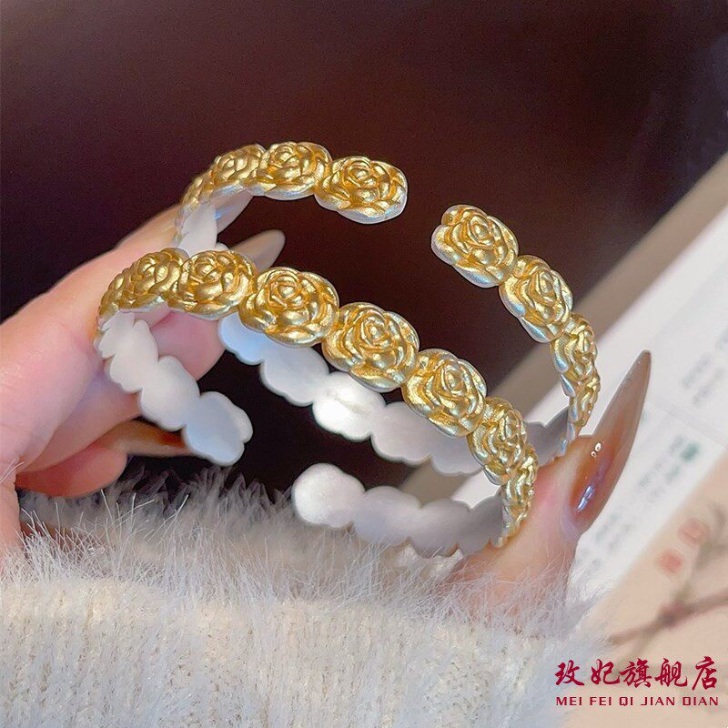 玫瑰花纯银手镯女百搭时尚轻奢