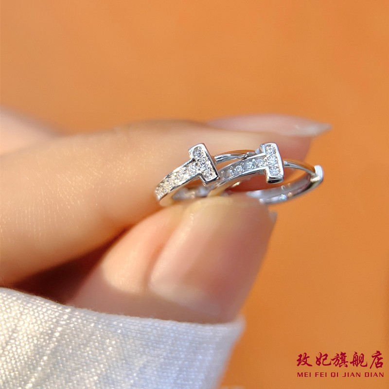 字母t形纯银耳扣女精致简约耳圈
