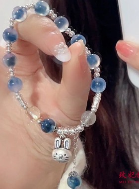 糖心兔子纯银手链女个性气质网红