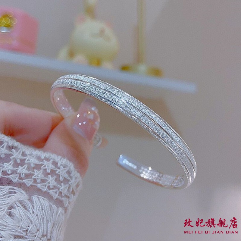 磨砂心经纯银手镯女个性气质网红