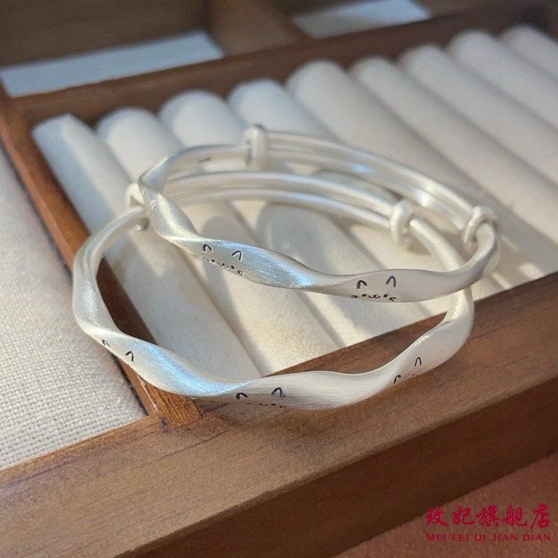 可爱猫咪纯银手镯女轻奢高级感