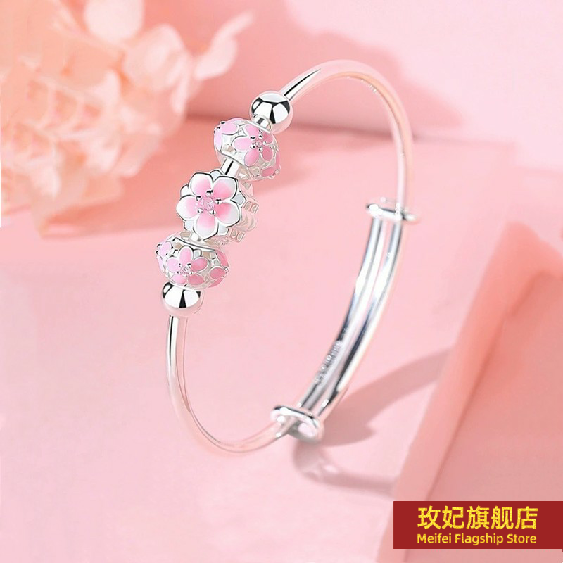 原创设计女银饰正生纯银木兰手镯