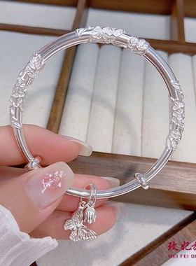 绕花丝蝴蝶纯银手镯女时尚百搭