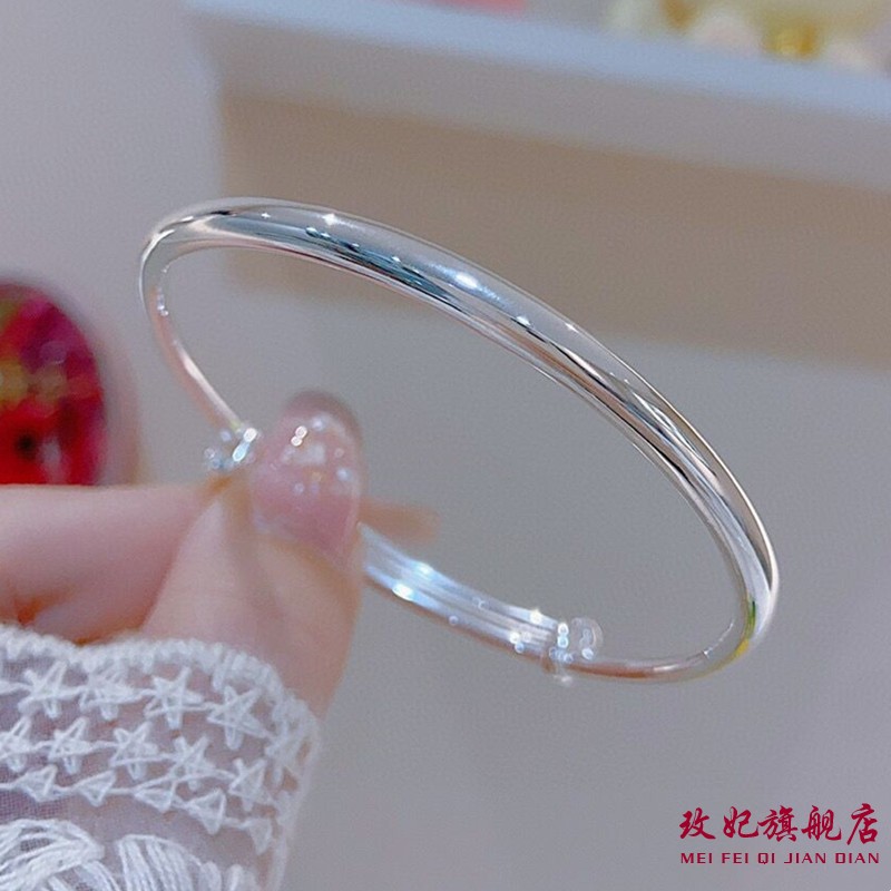 光面纯银手镯女个性气质轻奢网红
