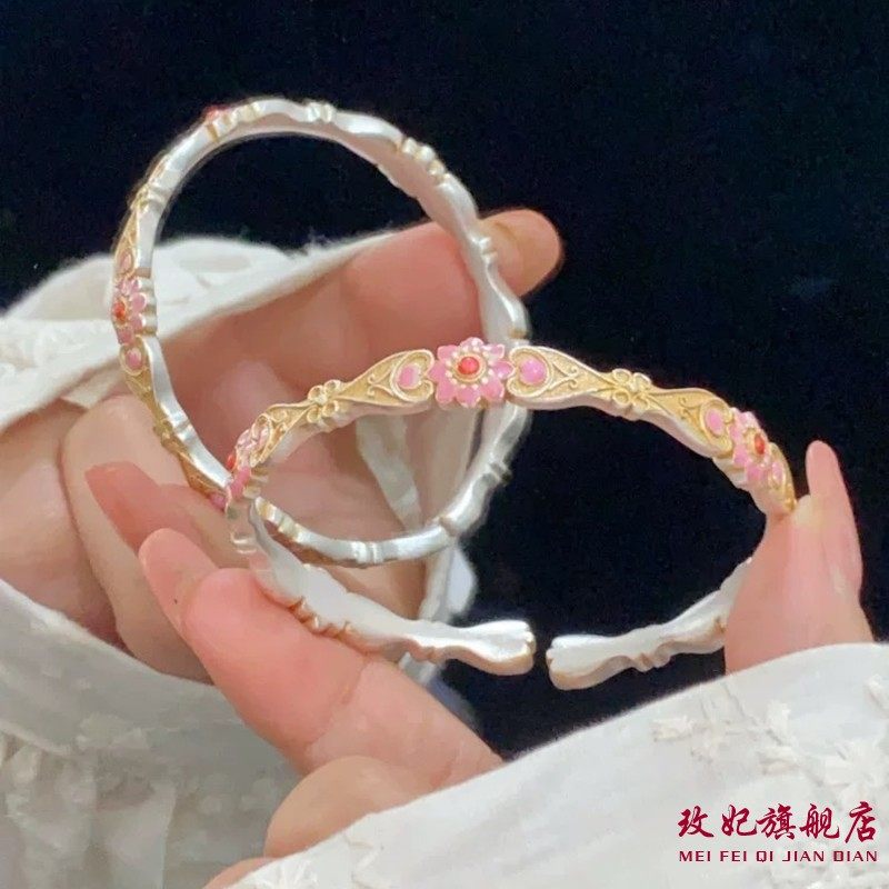花容纯银手镯女时尚轻奢高级感