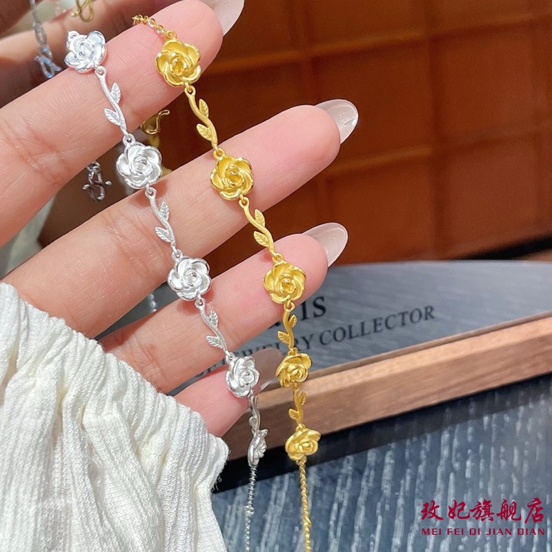 玫瑰花纯银手链女个性小众网红