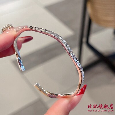 碎冰冰开口纯银手镯女轻奢高级感