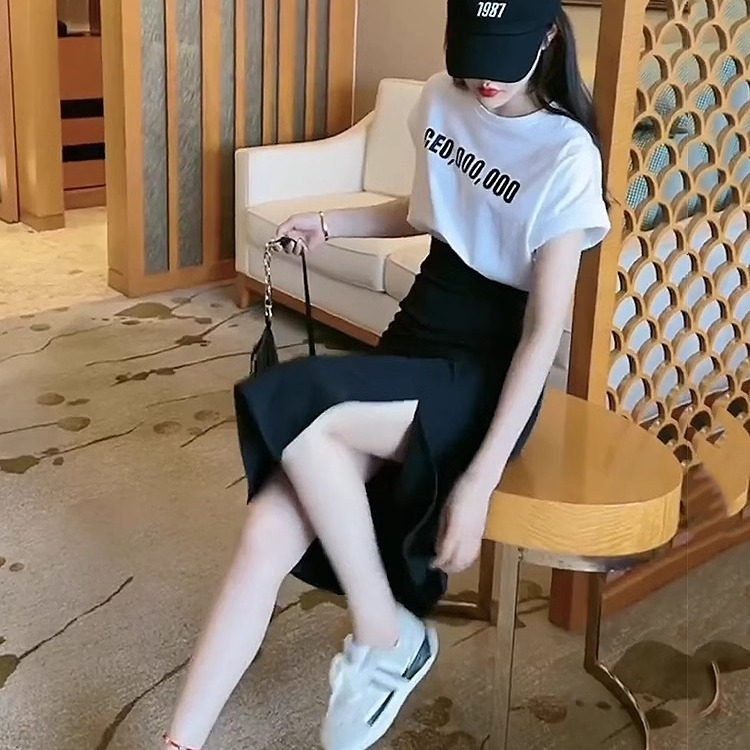今年流行漂亮套装裙夏装高级感小个子显高t恤包臂半身裙两件套女
