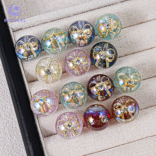 【10颗装】海蒂16MM银河碎钻直孔圆珠diy串珠手机链饰品配件材料