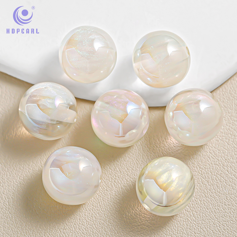 【20颗装】海蒂人鱼姬16MM星际粉雾直孔圆珠散珠diy手机链小配件