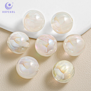 海蒂人鱼姬16MM星际粉雾直孔圆珠散珠diy手机链小配件 20颗装