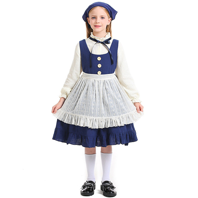 儿童卖火柴的小女孩服装舞台剧演出田园农场女仆平民穷人衣服