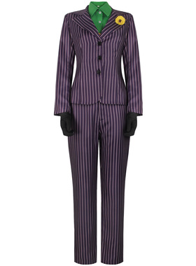 万圣节cos服蝙蝠侠紫色条纹小丑西服外套cosplay角色扮演服女服装