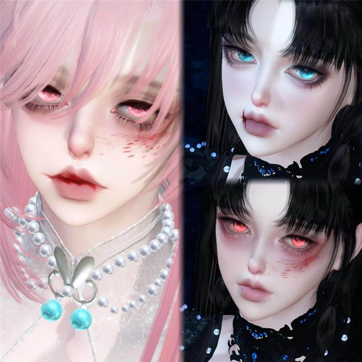 赫利孔原创 窒息海 三妆 病娇发疯文学少女 逆水寒手游捏脸女通用