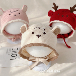 宝宝帽子秋冬季可爱针织护耳帽婴幼儿冬天保暖包头帽男女童毛线帽